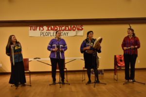 Indigenous singers at Tufts Indigenous Peoples Day celebration